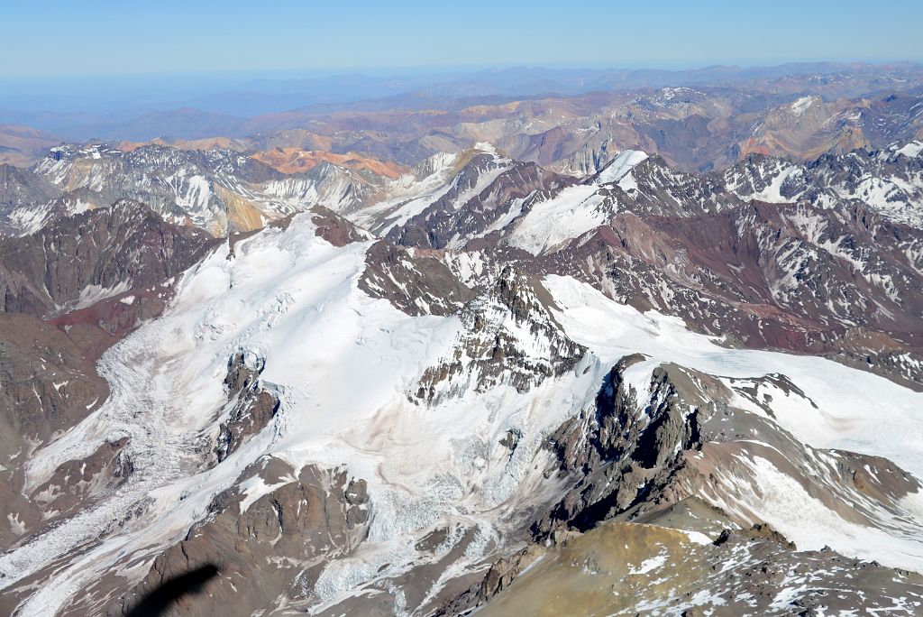 25 Horcones Glacier, Cerro de los Horcones, Cuerno In Foreground And Cerro Pan de Azucar, Cerro El Tordillo, Cerro Piloto, Alma Blanca In Distance From Gran Acarreo On Climb To Aconcagua Summit